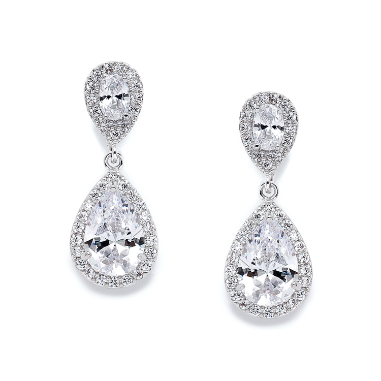 Lustrous Wholesale Cubic Zirconia Teardrop Wedding Earrings - Mariell ...