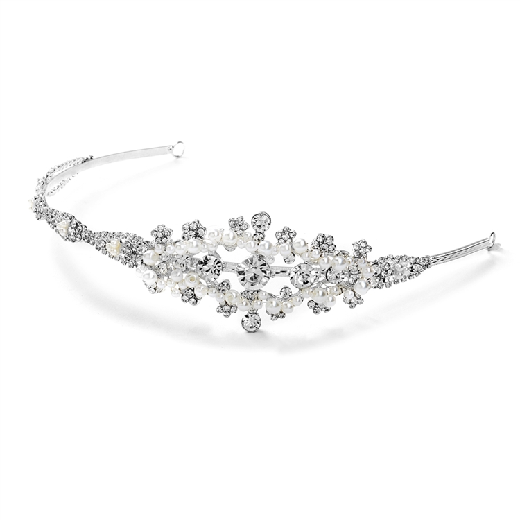 Crystal Wholesale Wedding Headband or Tiara with Side Floral Design ...