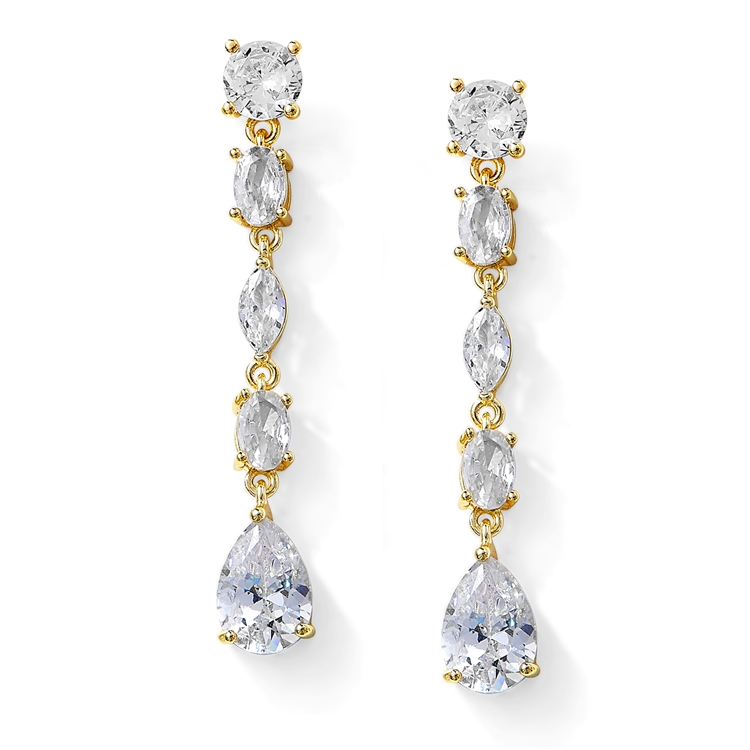 Cz linear sale drop earrings