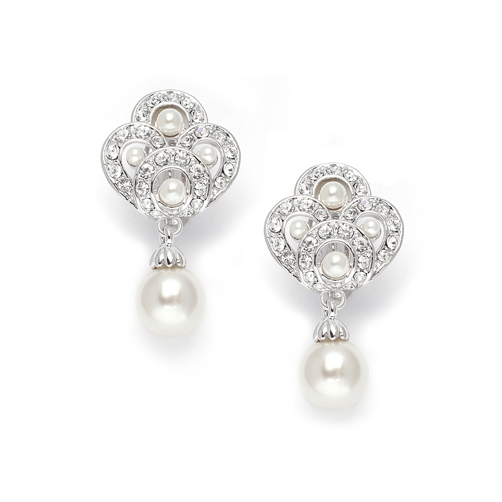 Wholesale Art Deco Cubic Zirconia & Pearl Drop Wedding Earrings ...