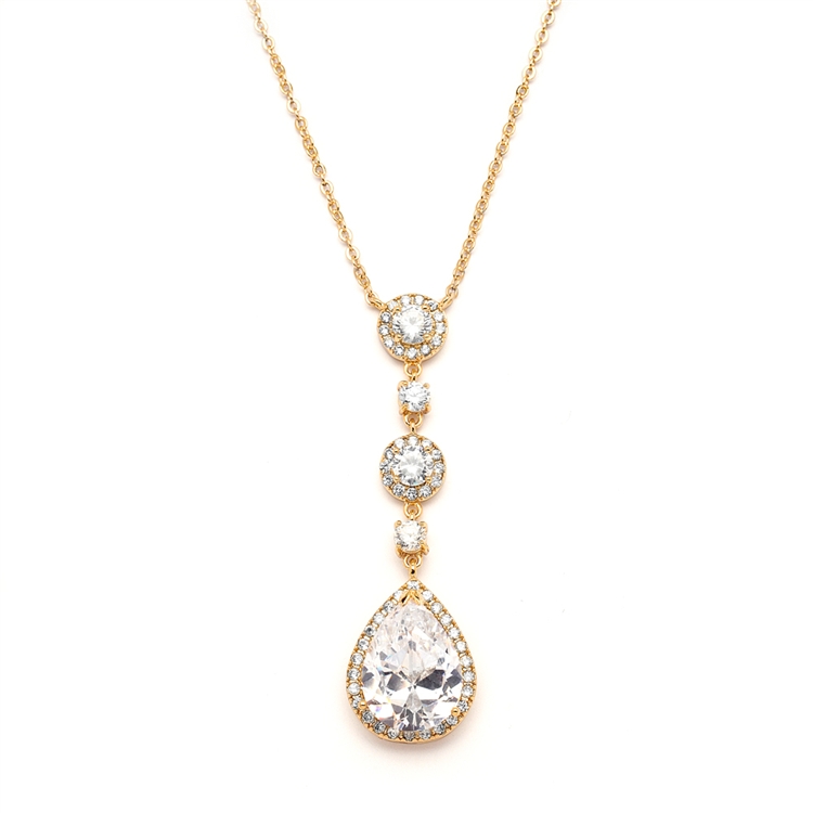Best-Selling Gold Bridal Necklace with Pear-shaped CZ Drop