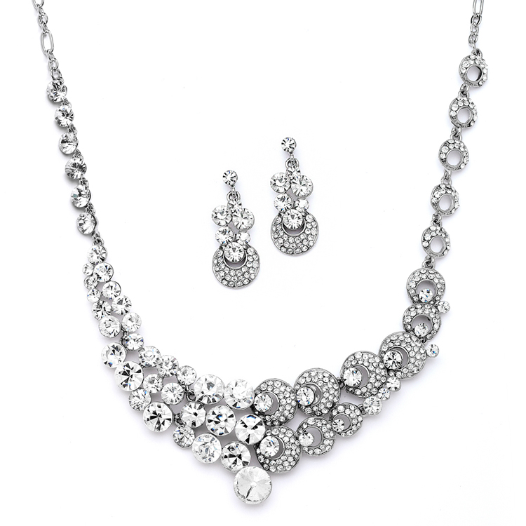 Unique Split Design Bold Crystal Bridal Statement Necklace Set ...