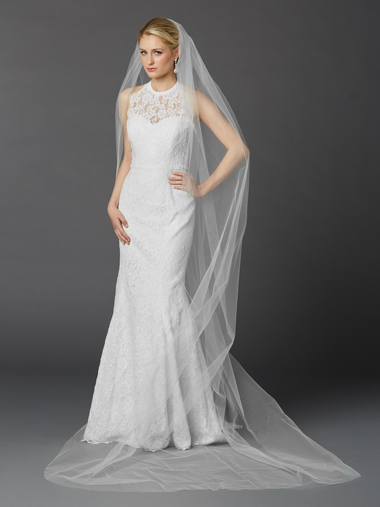 Mariell Cathedral Length Bridal Veil with Satin Corded Edge