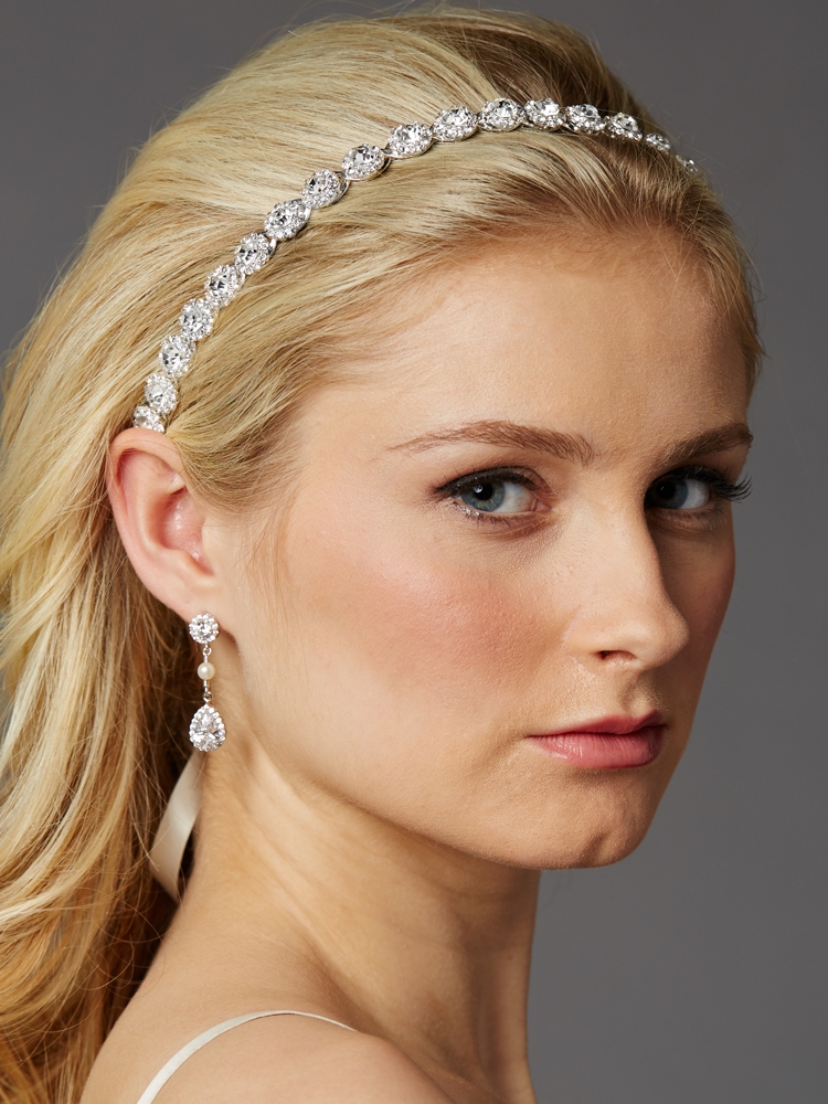 Silver Bridal Headband With Genuine Preciosa Crystals Mariell Bridal Jewelry And Wedding Accessories