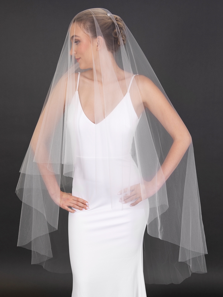 Cathedral Drop Veil with Lace Trim & Blusher, White/ Off White/ Ivory Lace  Wedding Veil