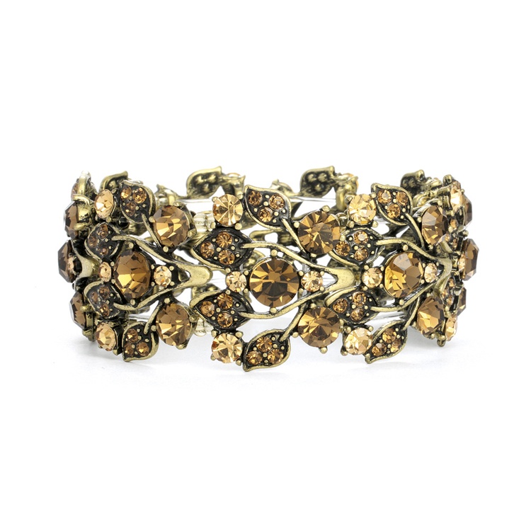 Wholesale Bold Brown Crystal Vine Stretch Bracelet - Mariell Bridal ...