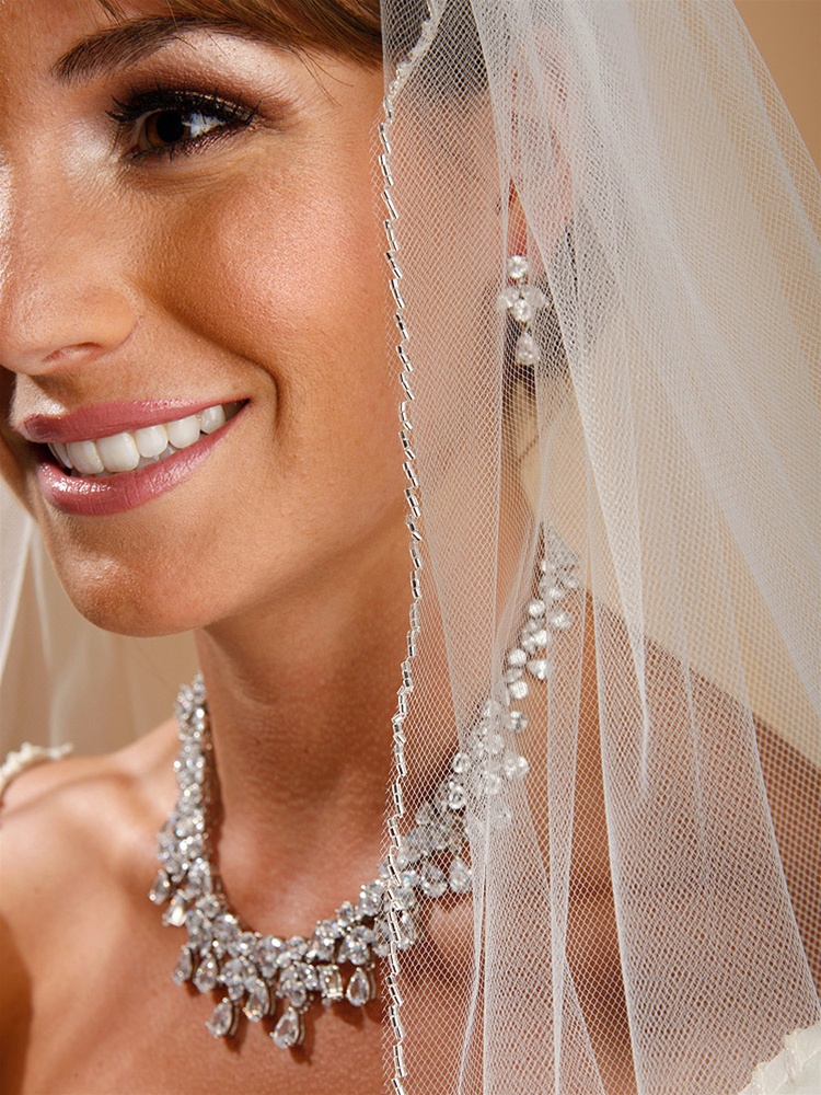 Wholesale Rhinestone Edge Wedding Veil with Pearls and Beads - Mariell  Bridal Jewelry & Wedding Accessories