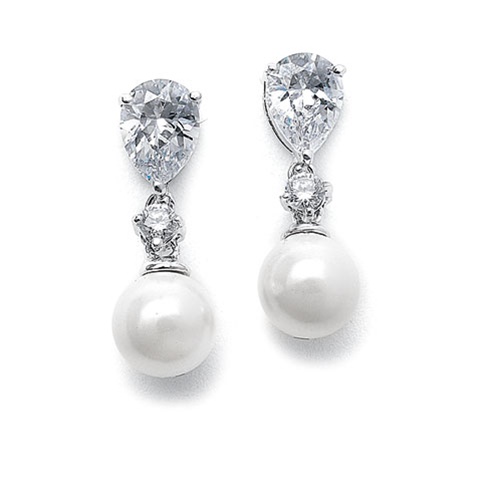 Wholesale Pearl Wedding Earrings with CZ Pears - Mariell Bridal Jewelry ...