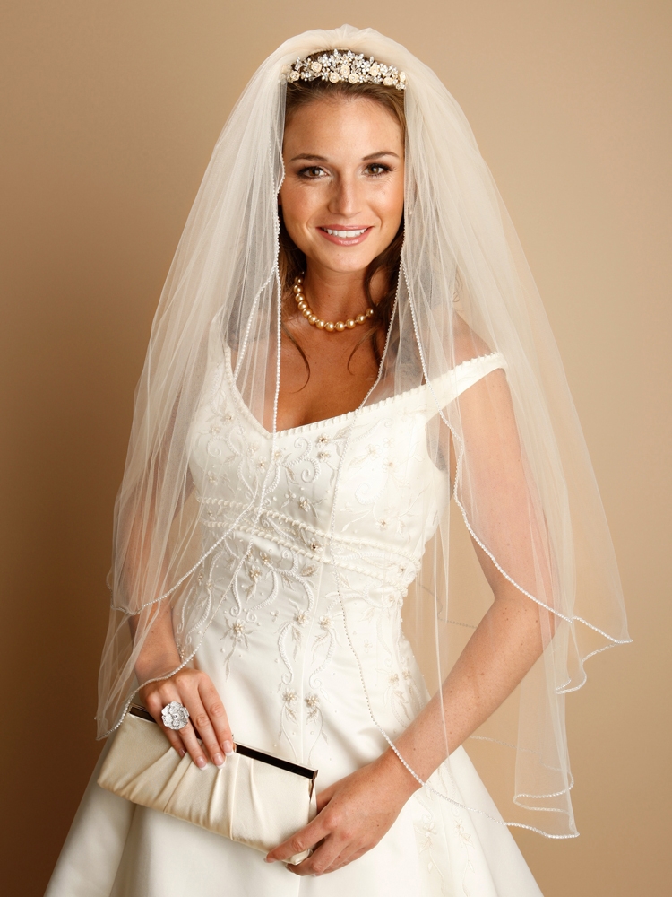 Wholesale 2-Layer Rhinestone Edge Wedding Veil - Mariell Bridal Jewelry u0026  Wedding Accessories
